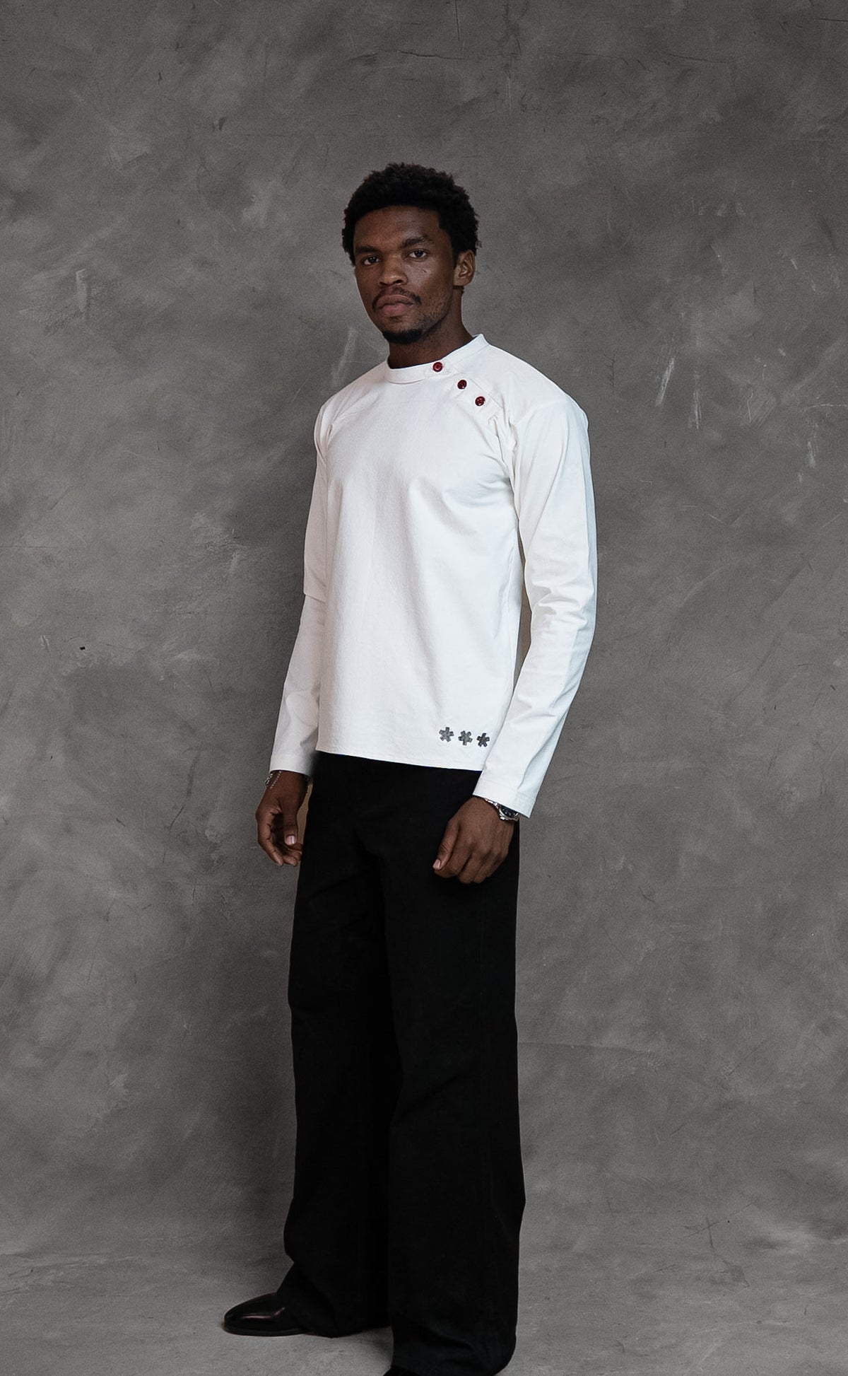 ZEN ASYMMETRICAL WHITE HENLEY