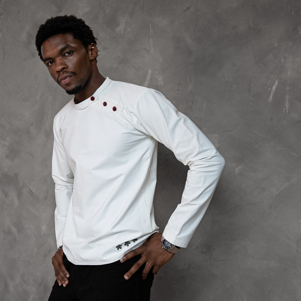 ZEN ASYMMETRICAL WHITE HENLEY