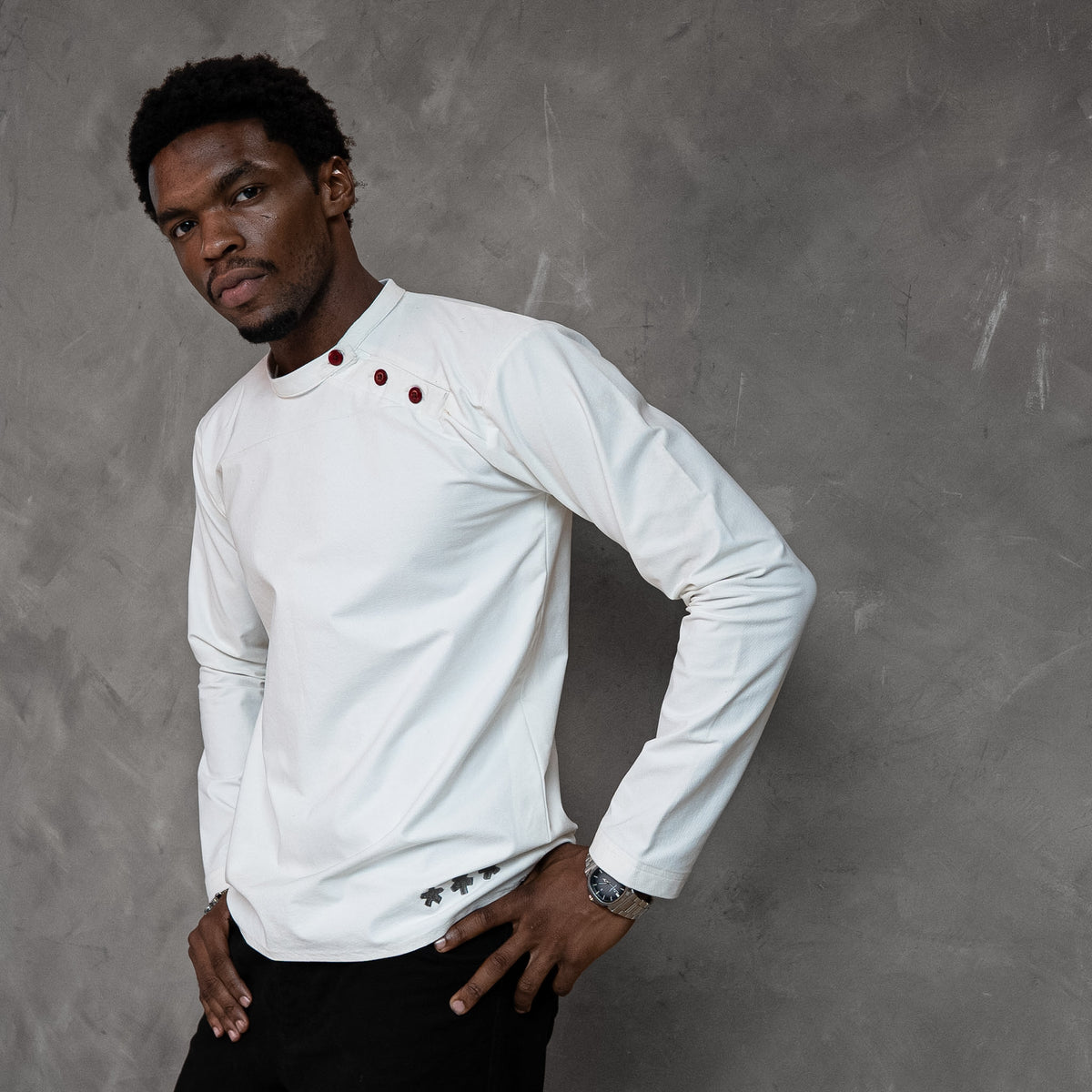 ZEN ASYMMETRICAL WHITE HENLEY