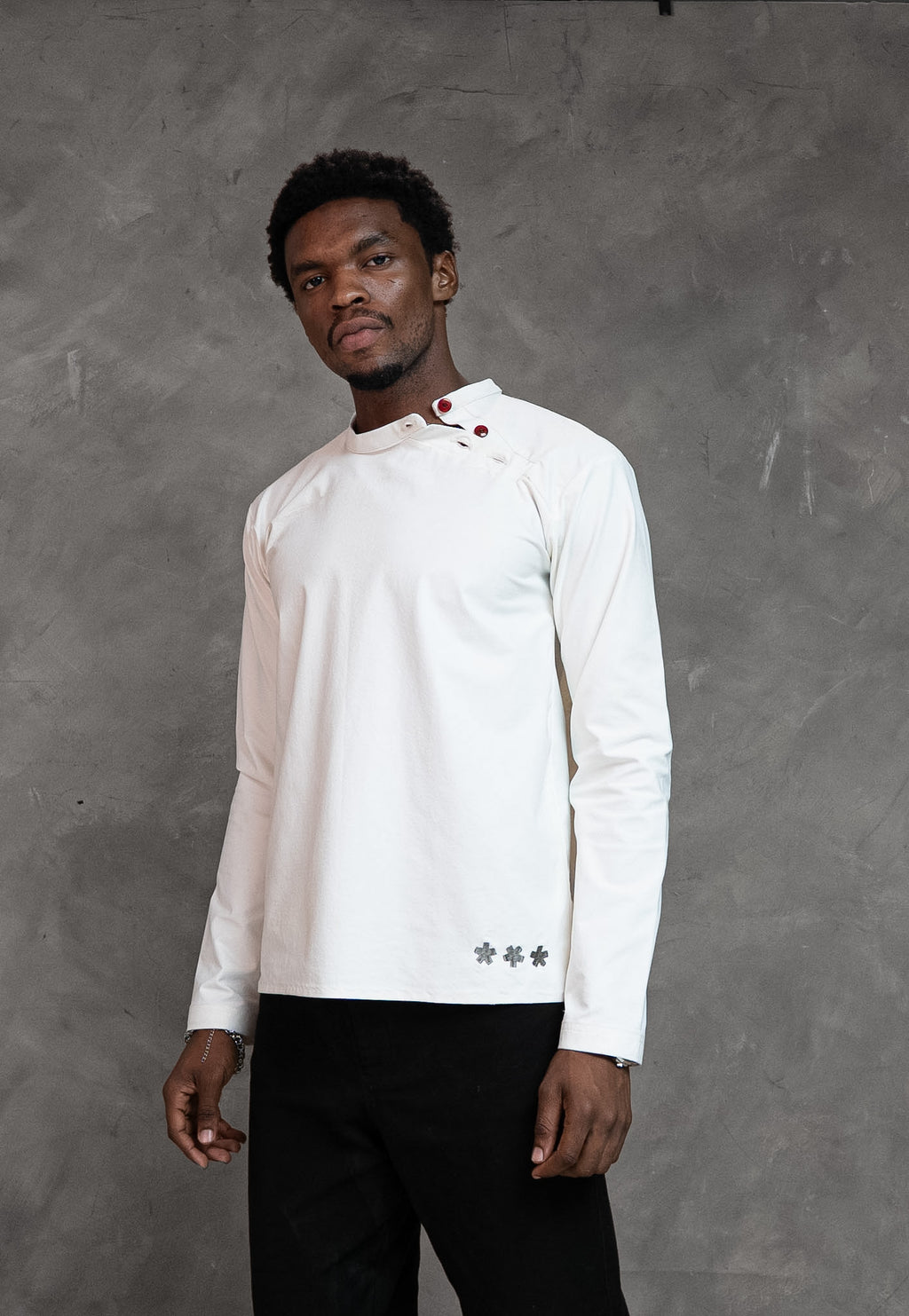 ZEN ASYMMETRICAL WHITE HENLEY