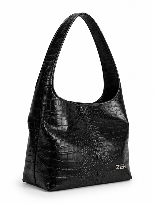 ZEN BLACK LEATHER TOTE BAG